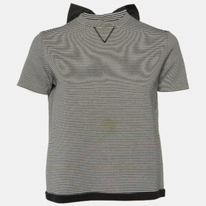 RED Valentino Monochrome Striped Bow Detail T-Shirt M