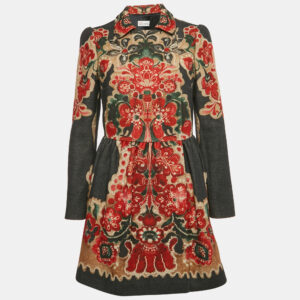 RED Valentino Multicolor Abstract Print Wool Button Front Mini Dress M
