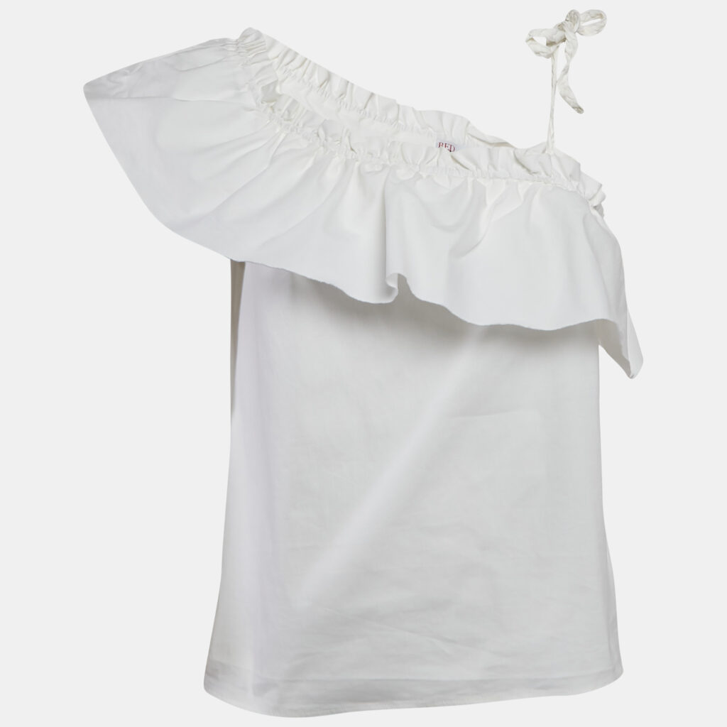 luxury-women-red-valentino-used-clothes-p1118039-003 RED Valentino White Ruffled One-Shoulder Tie-Up Detail Top L