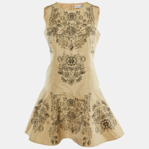 RED Valentino Cream Jewel Printed Polyester Sleeveless Mini Dress M