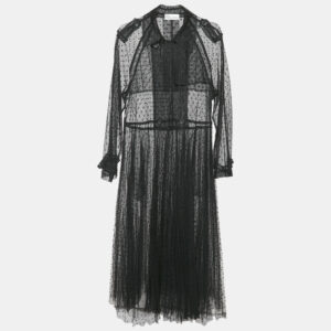 RED Valentino Black Tulle Double Breasted Sheer Coat M