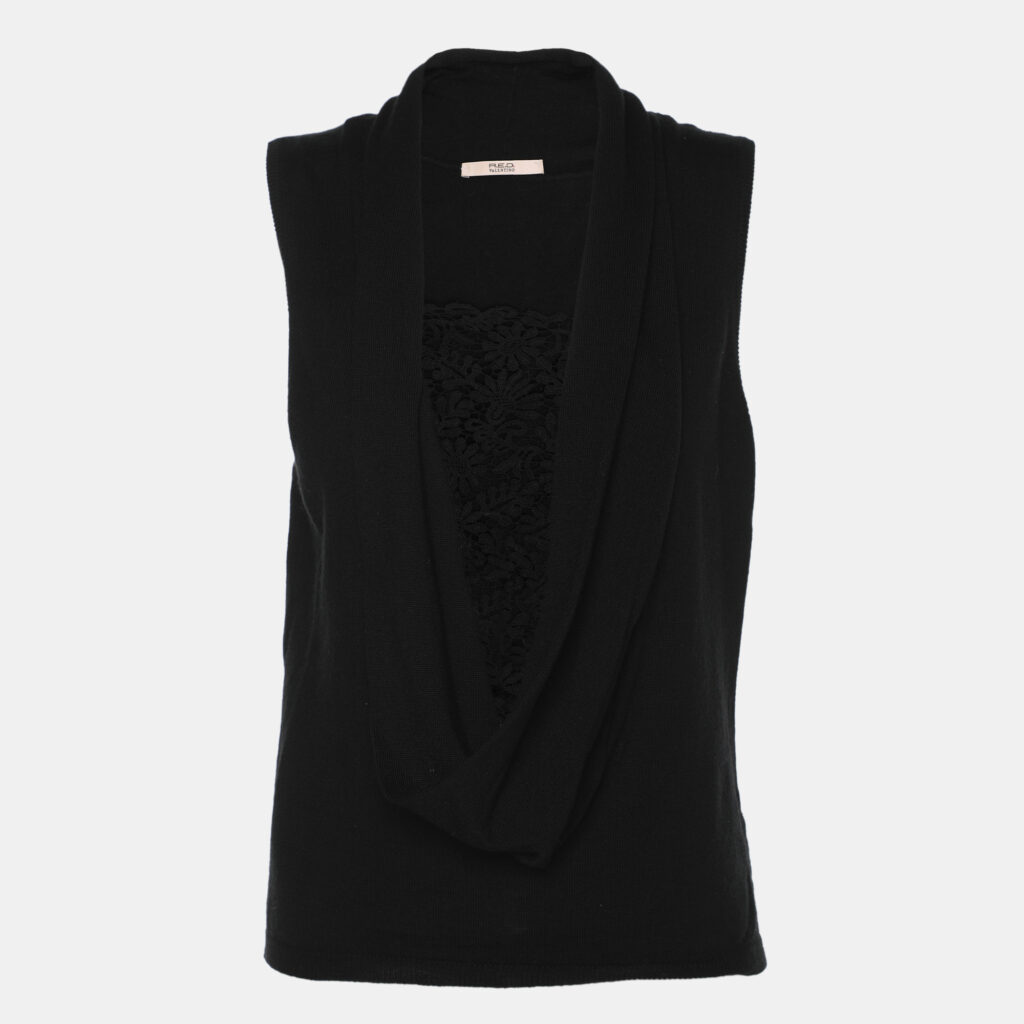 luxury-women-red-valentino-used-clothes-p1163880-001 RED Valentino Black Cotton Knit Lace Top M
