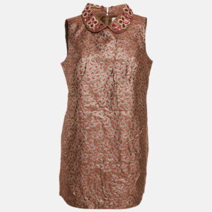 red valentino metallic embellished jacquard sleeveless mini dress l