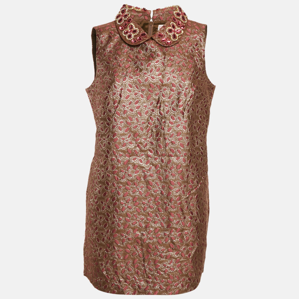 luxury-women-red-valentino-used-clothes-p1164266-007.jpg RED Valentino Metallic Embellished Jacquard Sleeveless Mini Dress L
