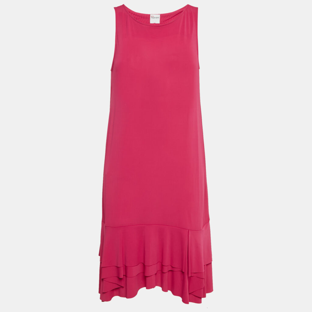 luxury-women-red-valentino-used-clothes-p1169956-005 RED Valentino Pink Jersey Ruffle Hem Sleeveless Mini Dress L