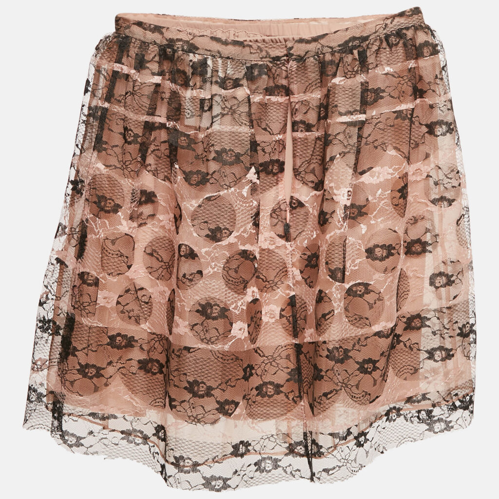 luxury-women-red-valentino-used-clothes-p1170384-001 RED Valentino Beige/Black Patterned Tulle Mini Skirt S