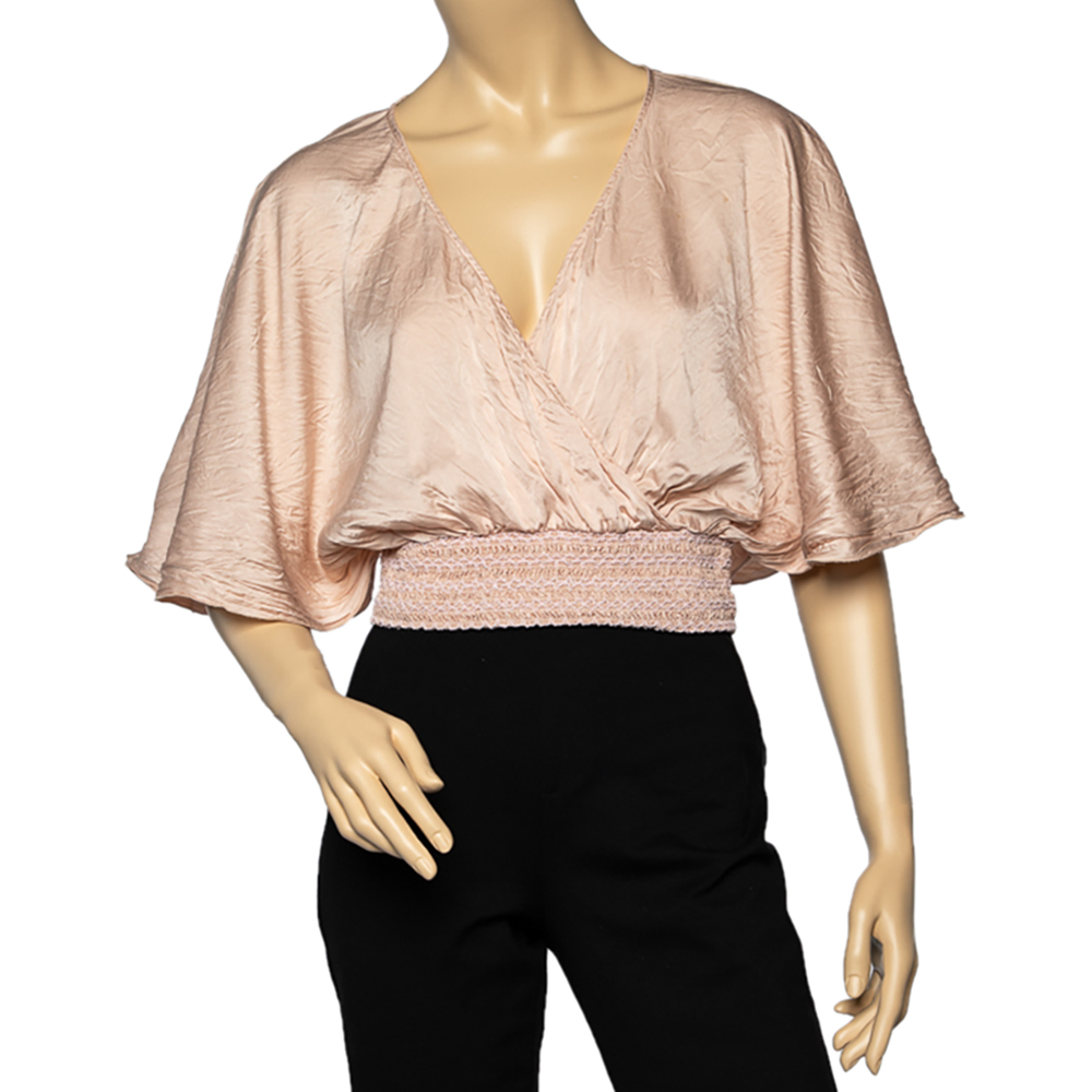 luxury-women-red-valentino-used-clothes-p521711-004-2 RED Valentino Pale Pink Silk Smocked Crop Top M