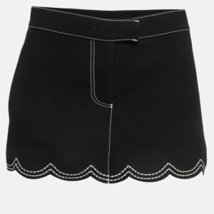 RED Valentino Black Crepe Scallop Skirt Effect Shorts M