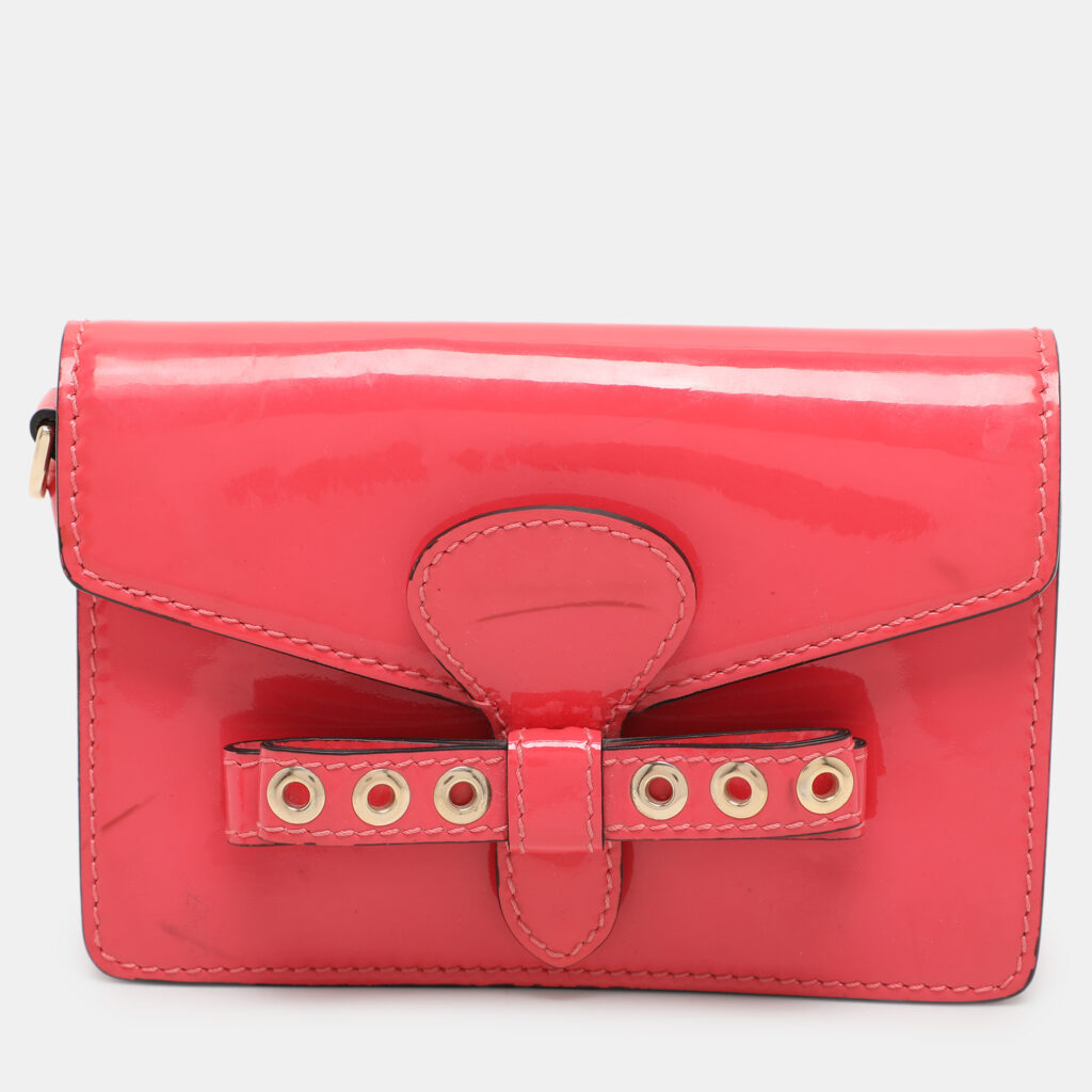 luxury-women-red-valentino-used-handbags-p1105353-012 RED Valentino Red Patent Leather Bow Clutch Bag