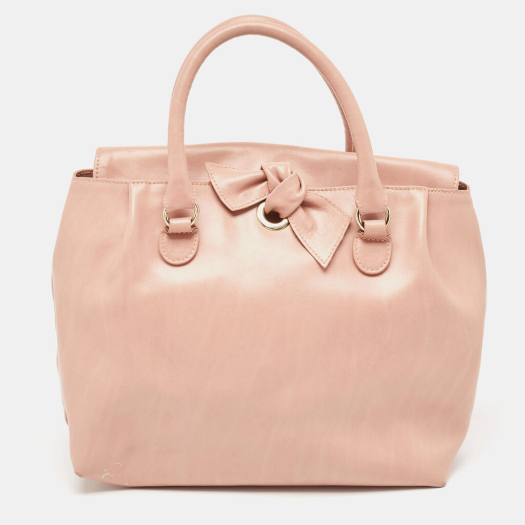 luxury-women-red-valentino-used-handbags-p933225-015 RED Valentino Old Rose Leather Bow Tote