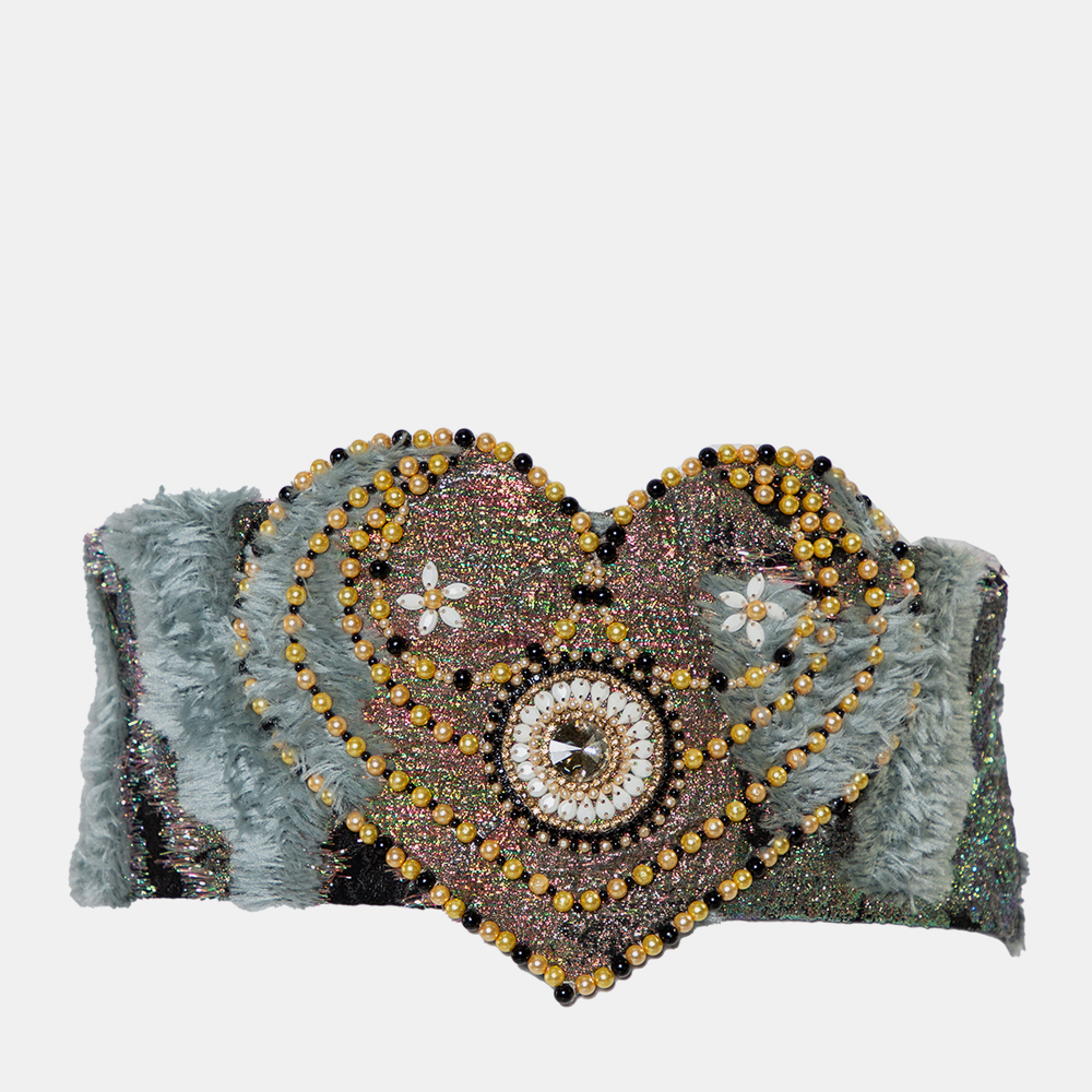 luxury-women-reem-acra-new-accessories-p438176-005 Reem Acra Multicolor Lurex Jacquard & Faux Fur Beaded Heart Detail Waist Belt M