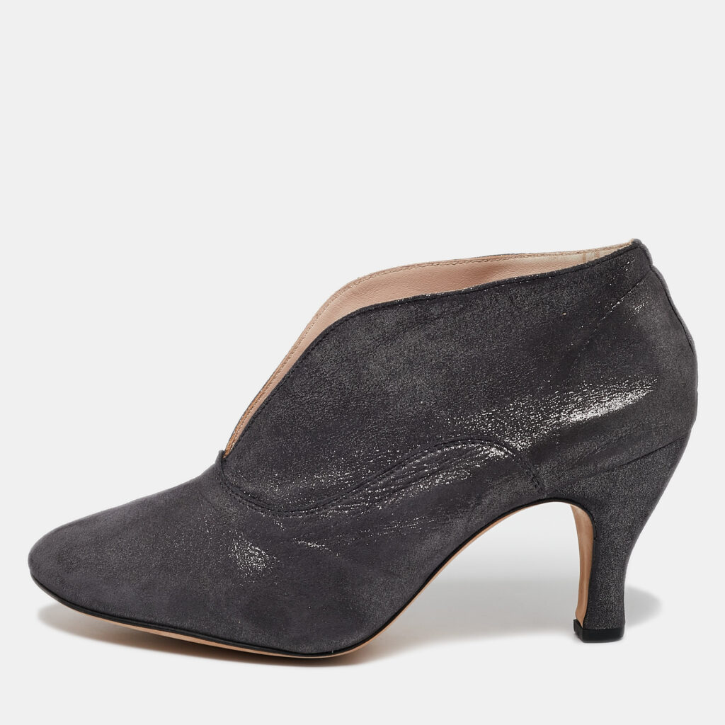 Repetto Metallic Grey Suede Ankle Booties Size 40