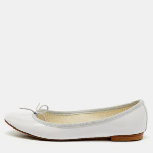 Repetto Light Grey Patent Leather Bow Ballet Flats Size 37.5