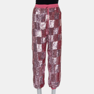 Retrofete Pink Sequin Embellished Chiffon Joggers L