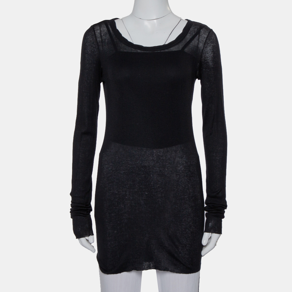 luxury-women-rick-owens-used-clothes-p434178-011 Rick Owens Black Knit Forever Tunic Top M