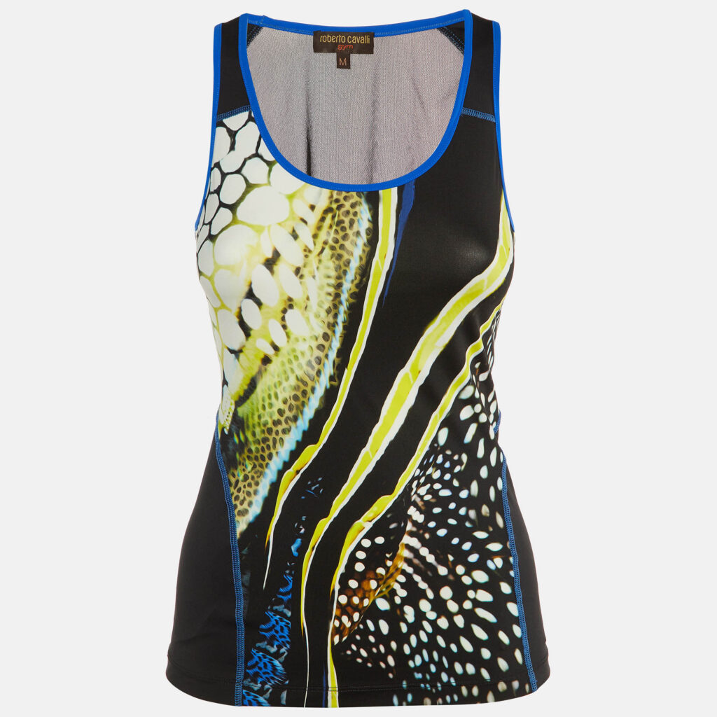 luxury-women-roberto-cavalli-gym-used-clothes-p1169169-001 Roberto Cavalli Black Printed Jersey Tank Top M