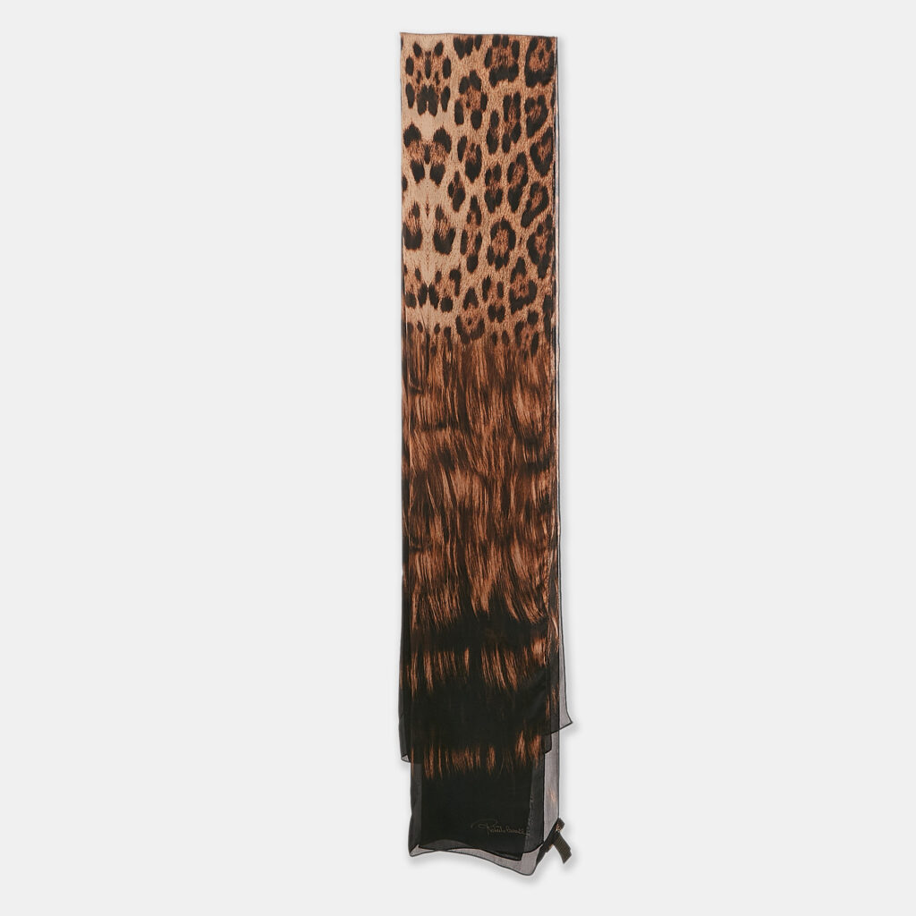 luxury-women-roberto-cavalli-new-accessories-p1135515-002 Roberto Cavalli Black/Brown Leopard Print Silk Scarf