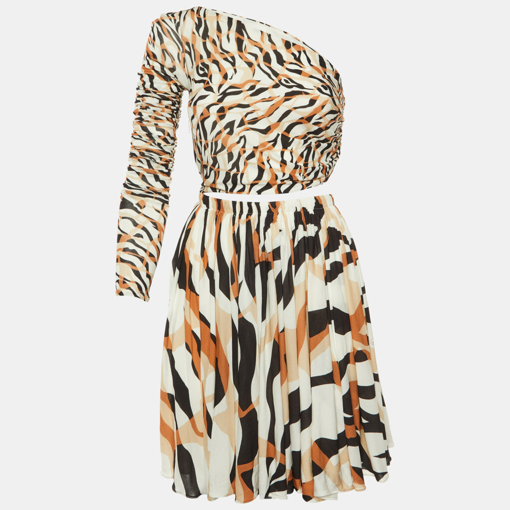 luxury-women-roberto-cavalli-new-clothes-p1110318-001 Roberto Cavalli White Macro Tiger Twiga Print Knit Cut-Out Mini Dress S