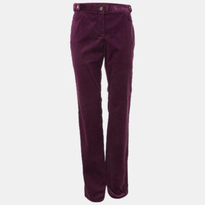 Roberto Cavalli Purple Corduroy Wide Leg Trousers M