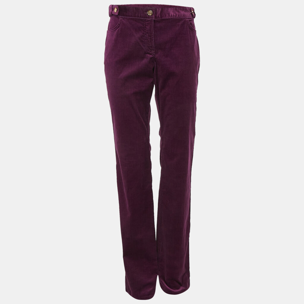 Roberto Cavalli Purple Corduroy Wide Leg Trousers M