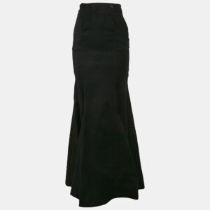 Roberto Cavalli Black Cotton Flared Maxi Skirt S