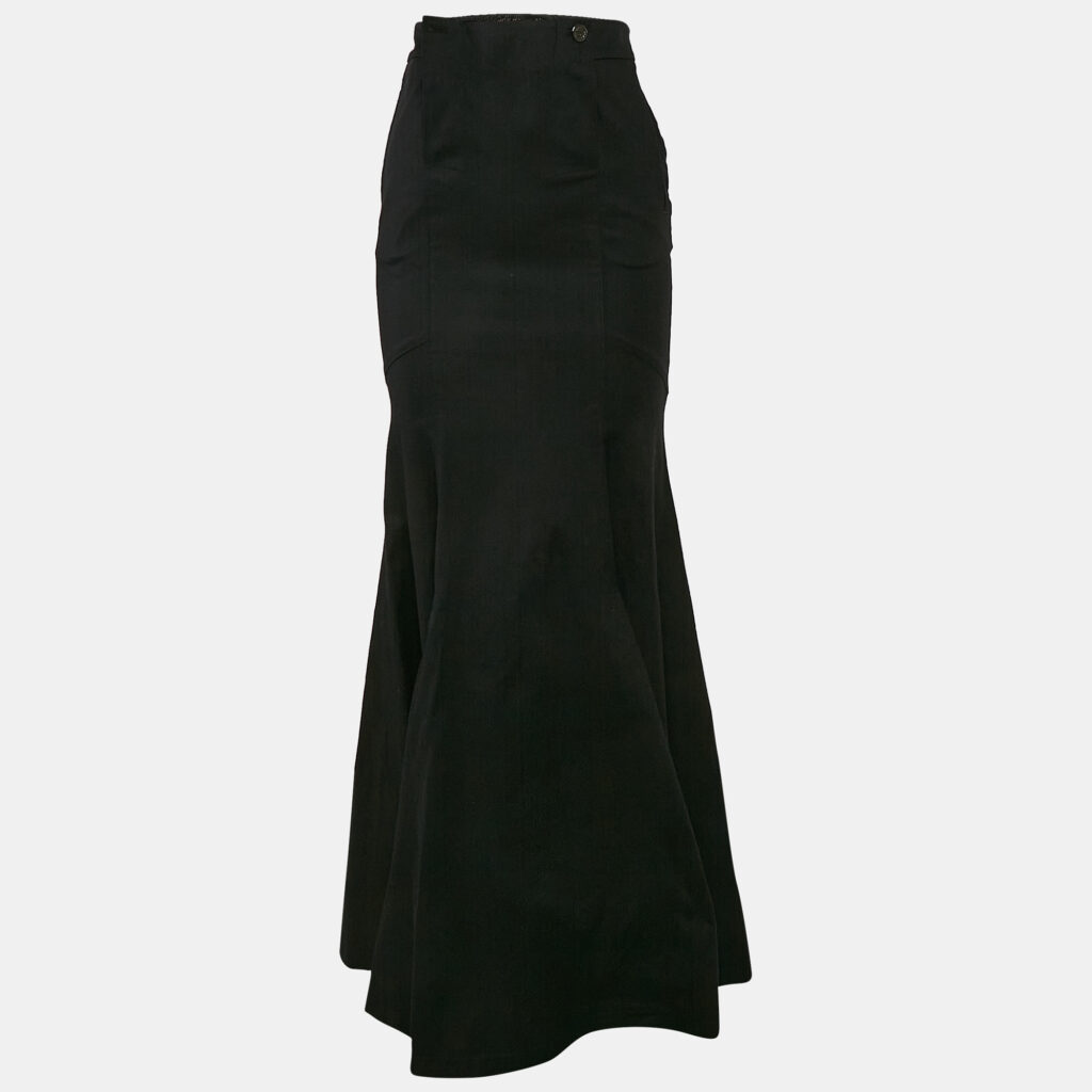 luxury-women-roberto-cavalli-new-clothes-p1129918-007 Roberto Cavalli Black Cotton Flared Maxi Skirt S