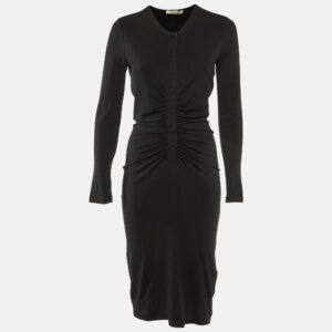 Roberto Cavalli Black Jersey Ruched Bodycon Dress M