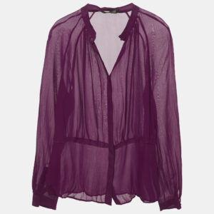 Roberto Cavalli Pink Crinkled Silk Slim Fit Shirt L