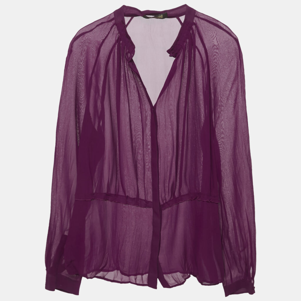 luxury-women-roberto-cavalli-new-clothes-p1165828-006 Roberto Cavalli Pink Crinkled Silk Slim Fit Shirt L