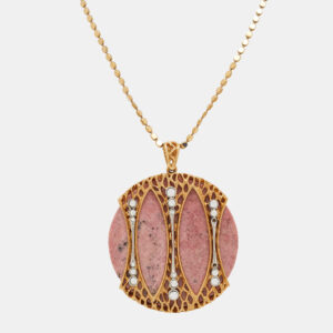 Roberto Cavalli Pink Marble Crystal Two Tone Necklace