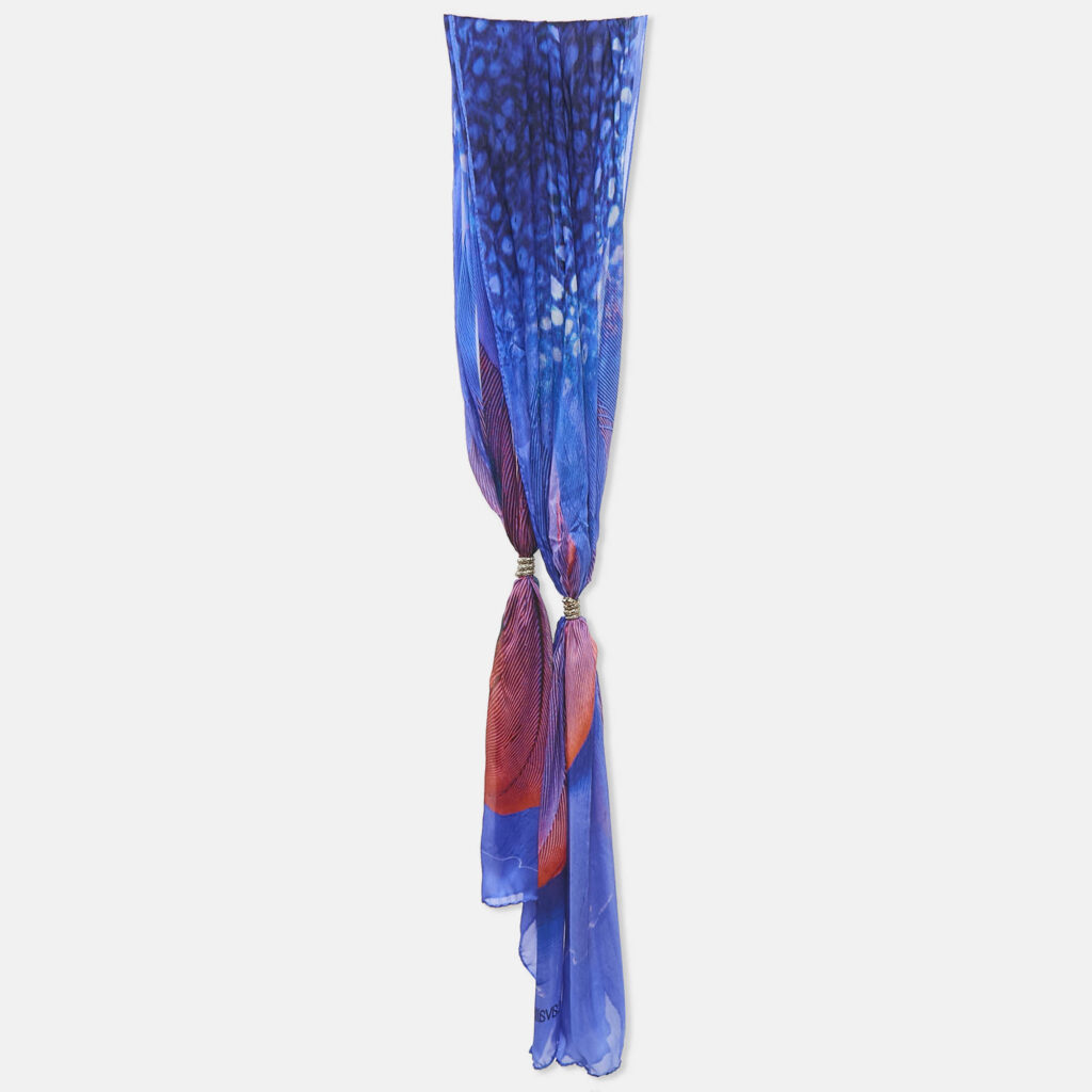 luxury-women-roberto-cavalli-used-accessories-p1125218-002 Roberto Cavalli Blue Printed Ring Embellished Silk Scarf