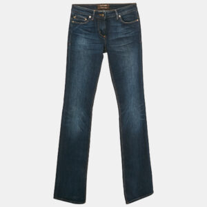 Roberto Cavalli Blue Denim Sequin Detail Pocket Wide Leg Jeans S Waist 27"