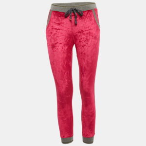 Roberto Cavalli Gym Pink Velvet Jogger Pants M