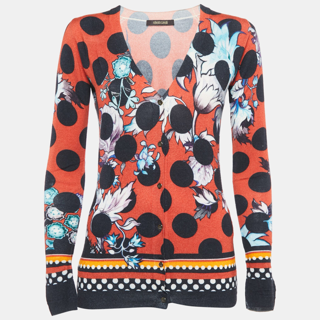 luxury-women-roberto-cavalli-used-clothes-p1105901-005 Roberto Cavalli Multicolor Wool Button Front Cardigan S