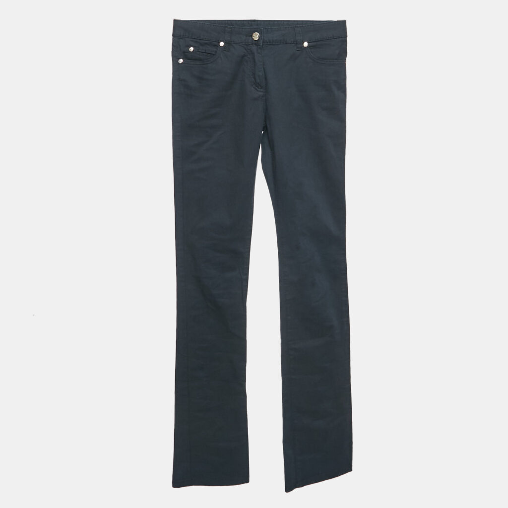 luxury-women-roberto-cavalli-used-clothes-p1112729-002 Roberto Cavalli Navy Blue Cotton Skinny Pants S