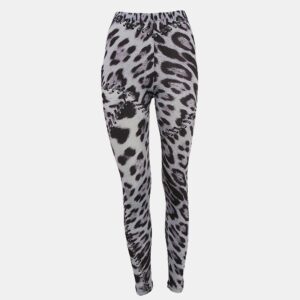 Roberto Cavalli Blue Leopard Print Jersey Leggings S