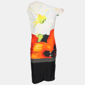 Roberto Cavalli Multicolor Printed Jersey One Shoulder Dress S