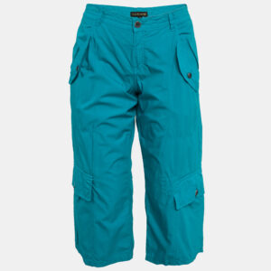 Roberto Cavalli Blue Cotton Cargo Bermuda Shorts L