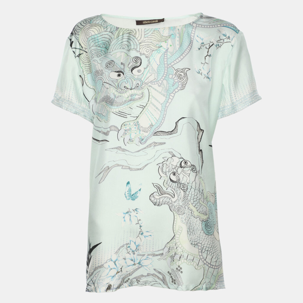 luxury-women-roberto-cavalli-used-clothes-p1154354-001 Roberto Cavalli Blue Printed Silk Top L