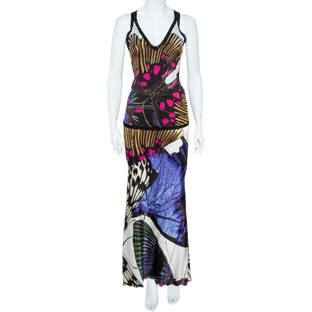 luxury-women-roberto-cavalli-used-clothes-p360436-006 Roberto Cavalli Multicolor Silk Skirt and Top Set M