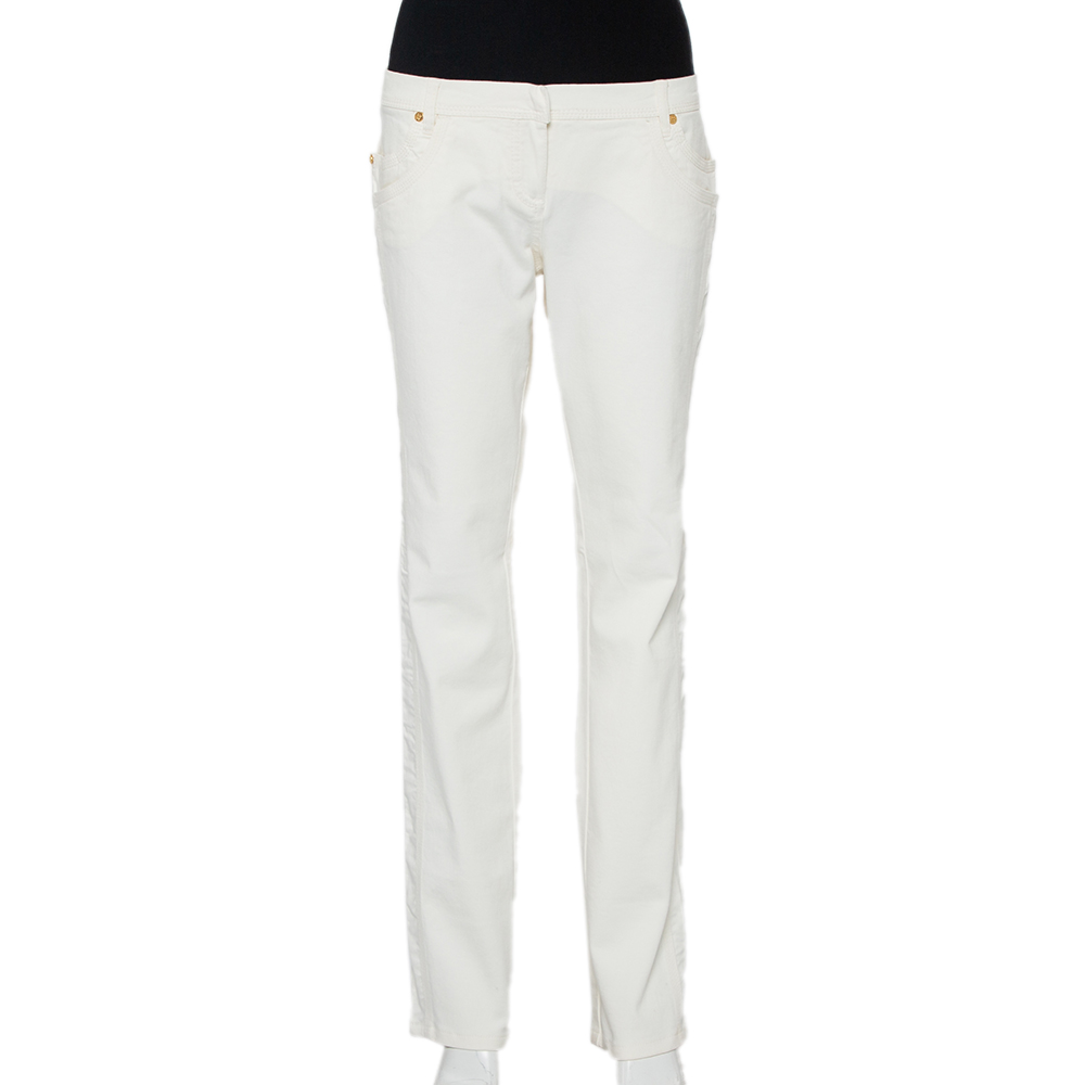 luxury-women-roberto-cavalli-used-clothes-p444300-005 Roberto Cavalli White Denim Straight Leg Jeans XL