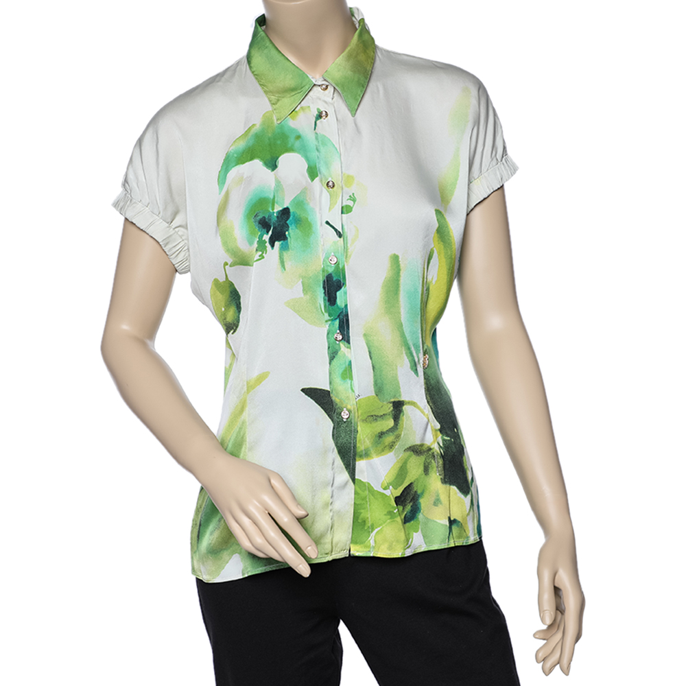 luxury-women-roberto-cavalli-used-clothes-p564515-003-2 Roberto Cavalli Multicolor Printed Silk Satin Shirt L
