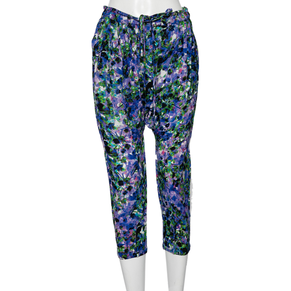 luxury-women-roberto-cavalli-used-clothes-p592154-005-1 Roberto Cavalli Multicolored Printed Crepe Draped Pants S