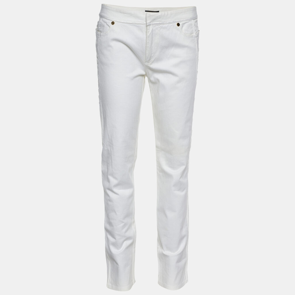 Roberto Cavalli White Denim Straight Fit Jeans Waist 30"