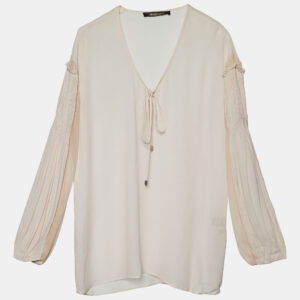 Roberto Cavalli Pink Chiffon Pleated Trim Detail Top S