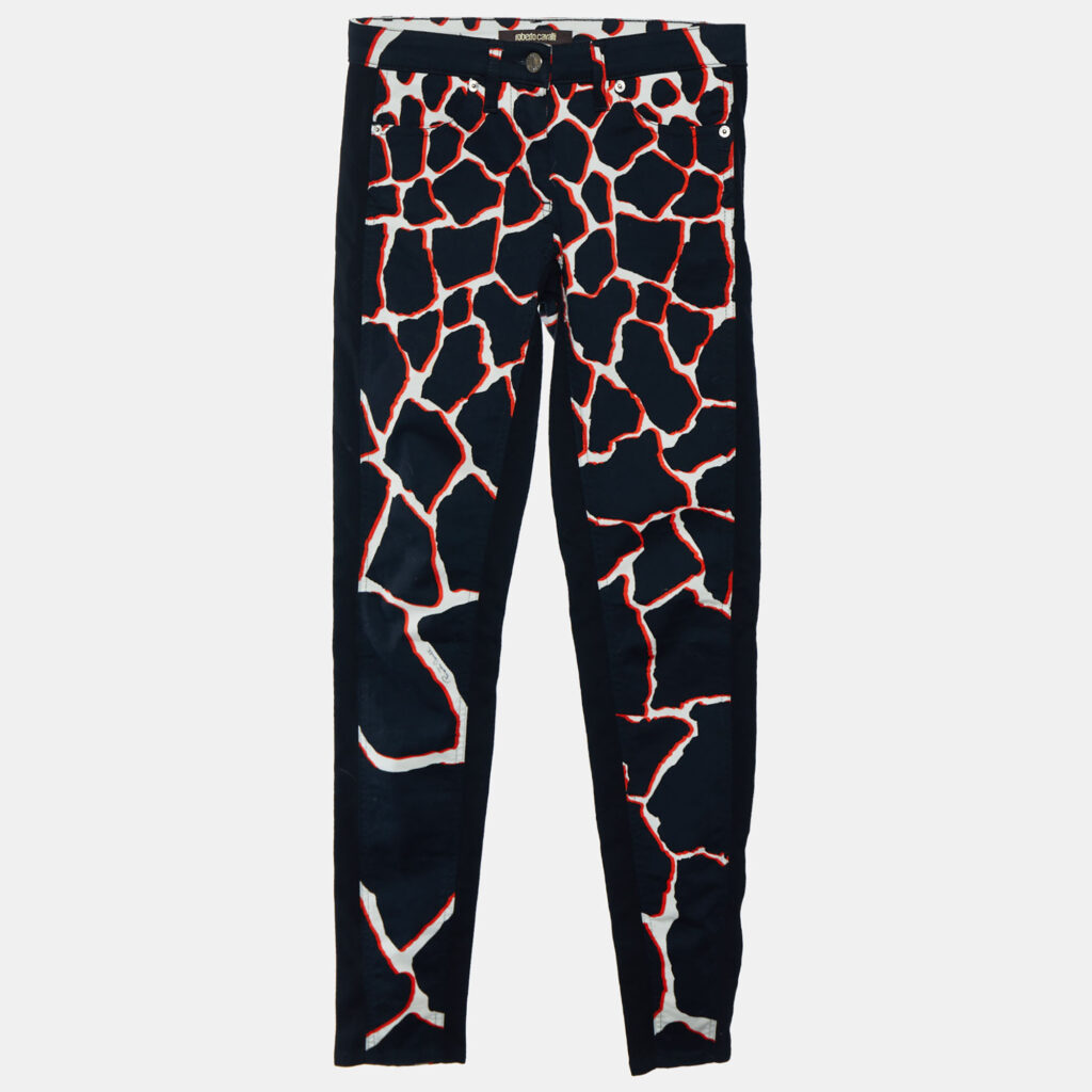 luxury-women-roberto-cavalli-used-clothes-p776333-002 Roberto Cavalli Black Denim Printed Detail Skinny Jeans S