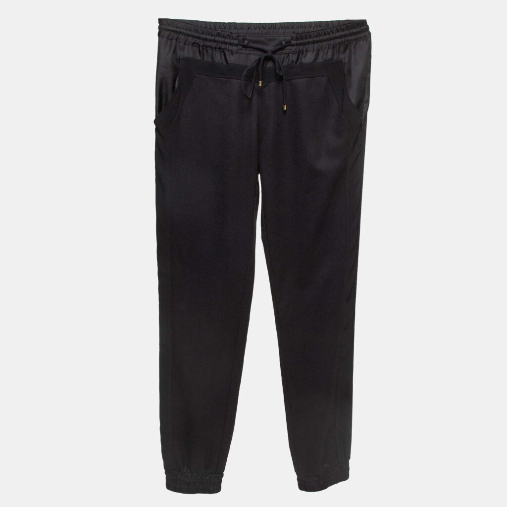 luxury-women-roberto-cavalli-used-clothes-p946953-002 Roberto Cavalli Black Silk Trimmed Wool Elasticated Waist Joggers S