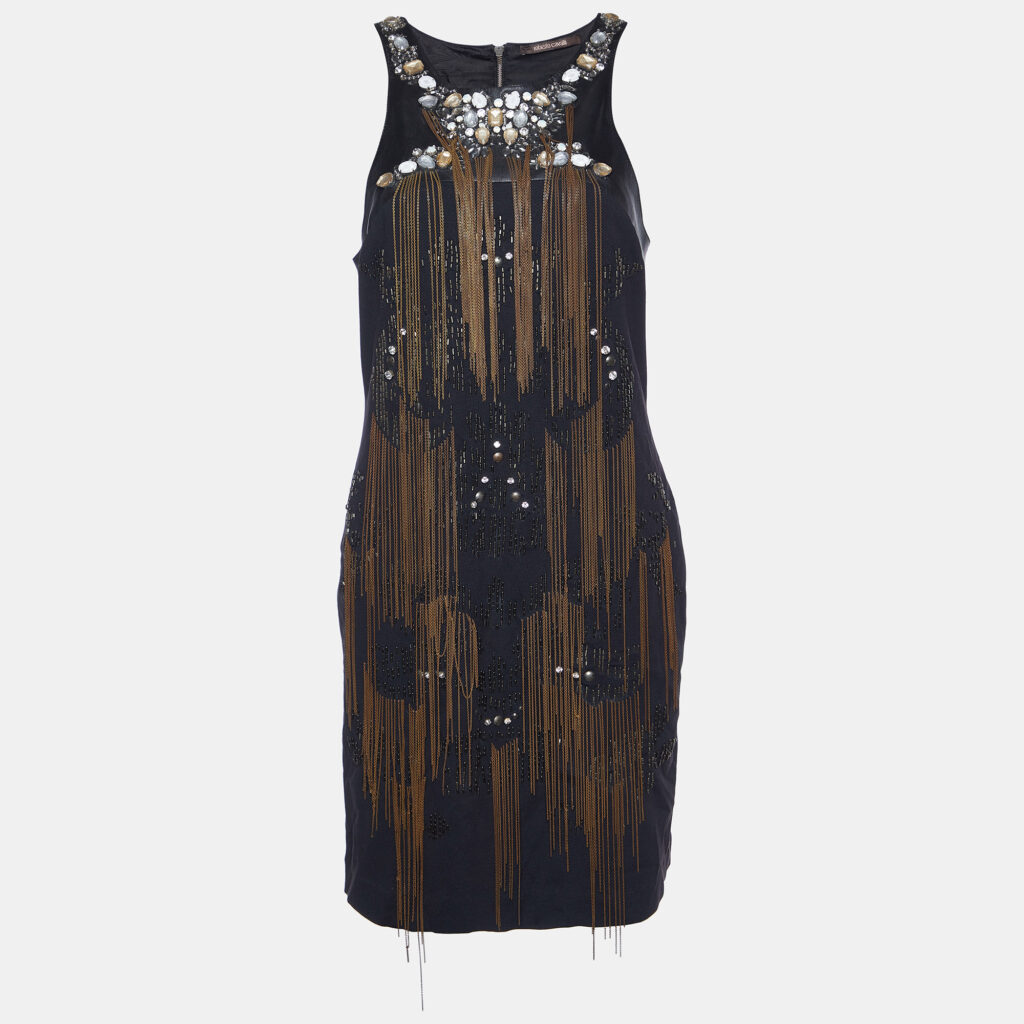 luxury-women-roberto-cavalli-used-clothes-p975705-001 Roberto Cavalli Black Jersey Embellished Sleeveless Dress M