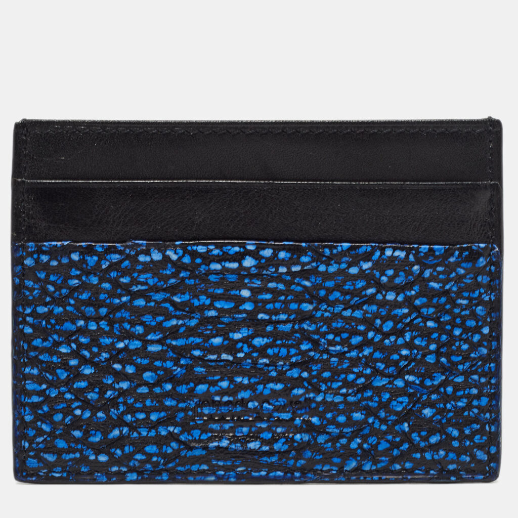 luxury-women-roberto-cavalli-used-handbags-p791543-001 Roberto Cavalli Black/Blue Python Embossed Leather Card Holder