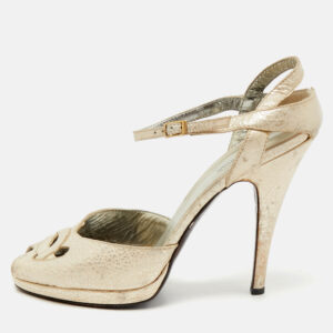 Roberto Cavalli Metallic  Leather Ankle Strap Sandals Size 39